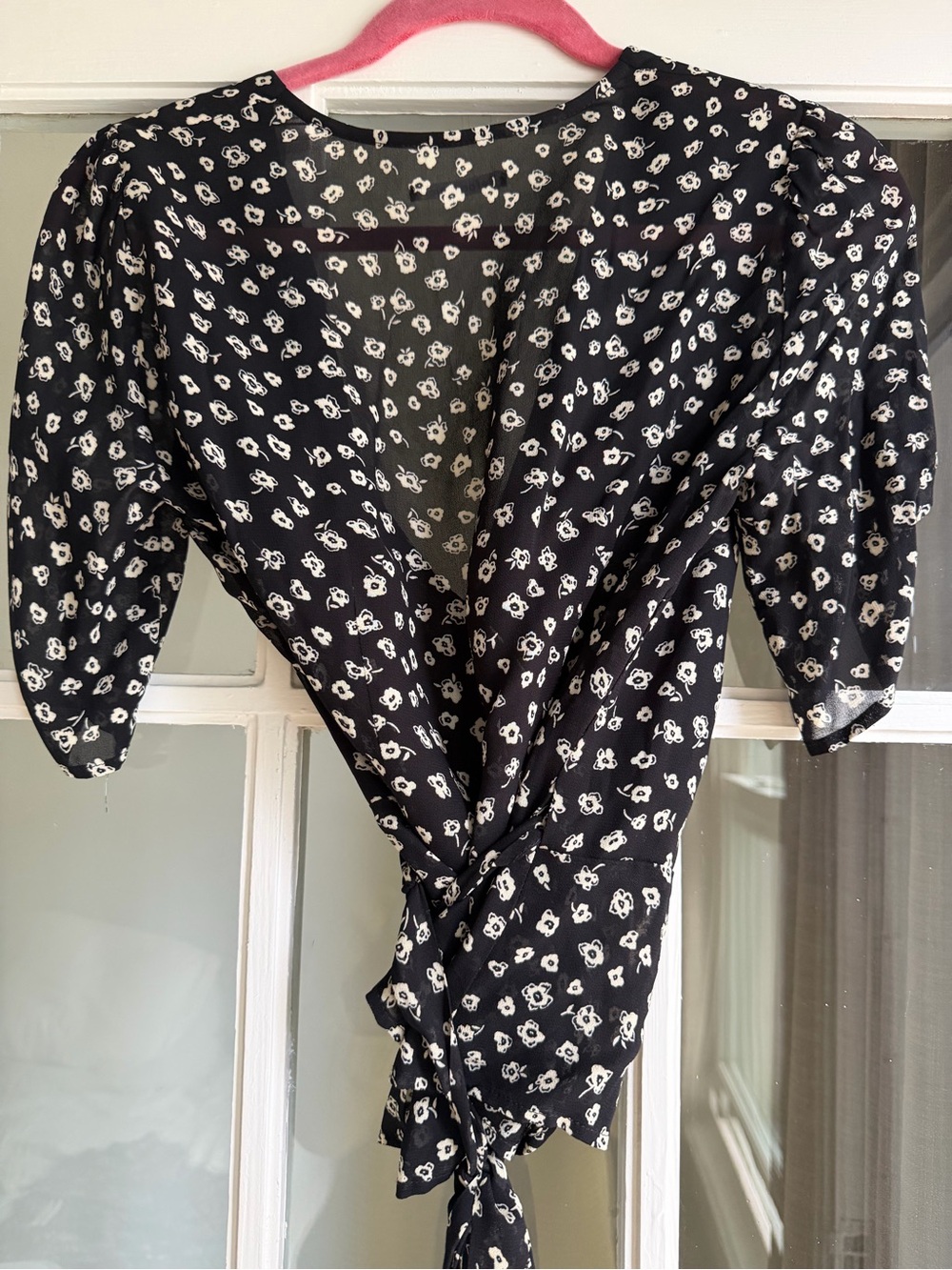 Reformation Black White Floral Wrap Blouse - Picture 2 of 4